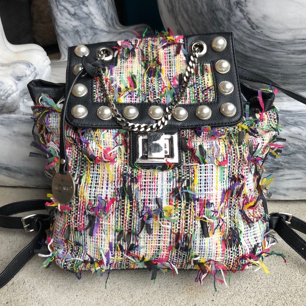 Alex Max Multi Color Loose Tweed Backpack